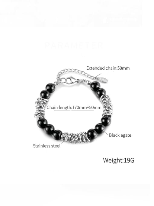 Open Sky Stainless steel Carnelian Geometric Hip Hop Handmade Beaded Bracelet 2
