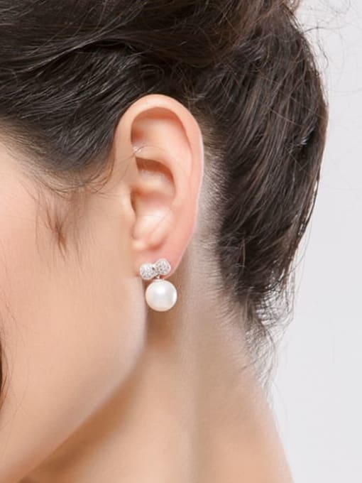 BLING SU Copper Imitation Pearl Round Minimalist Earring 2