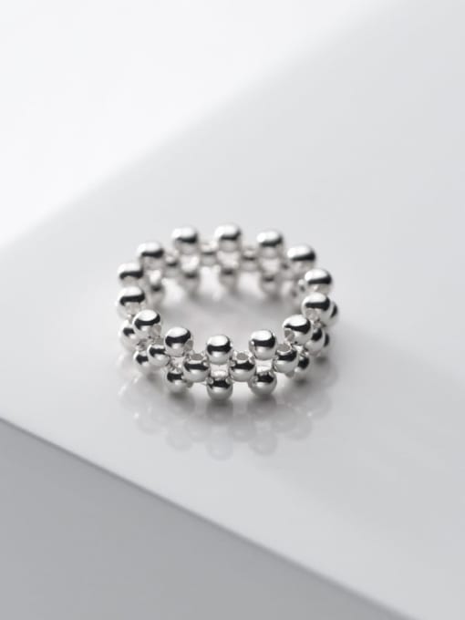 Rosh 925 Sterling Silver Bead Round Vintage Band Ring 0
