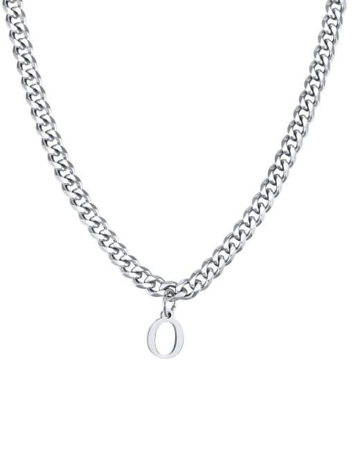 O Stainless steel Letter Hip Hop Hollow Chain Necklace