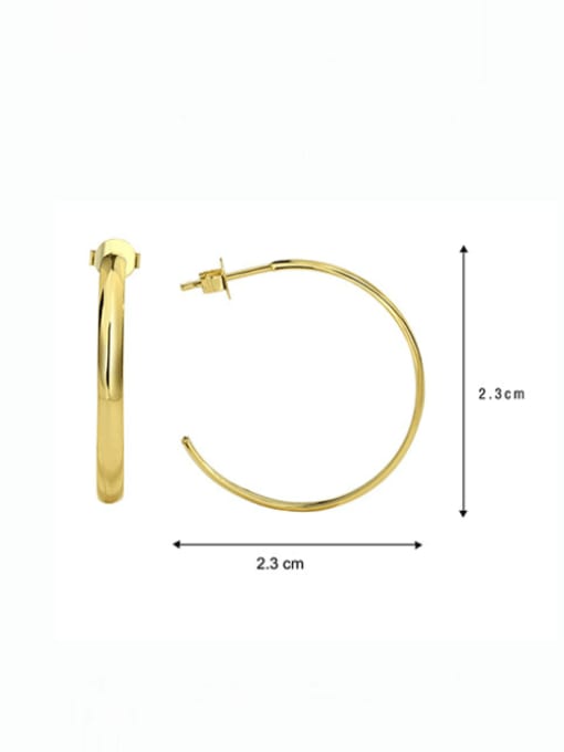 23mm flat round Earrings Brass Geometric Minimalist Hoop Earring