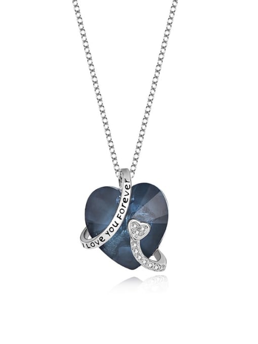 JYXZ 031 (denim) 925 Sterling Silver Austrian Crystal Heart Classic Necklace