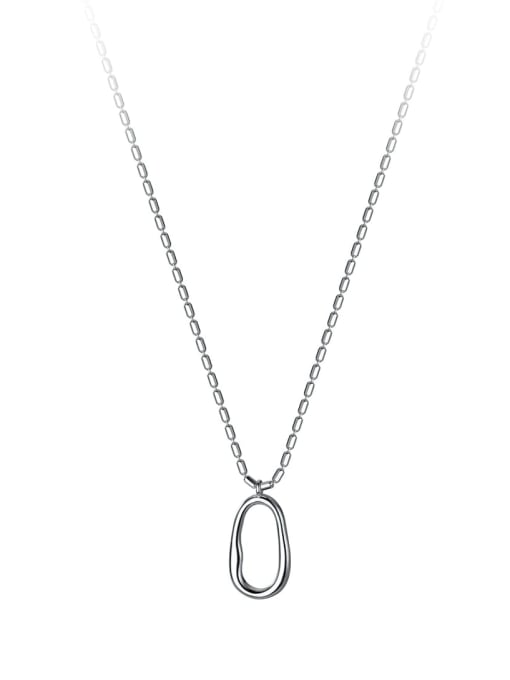 Silver 925 Sterling Silver Geometric Minimalist Beaded Chain Necklace