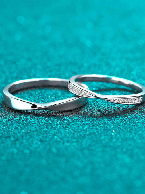 MOISS 925 Sterling Silver Moissanite Irregular Classic Couple Ring 0