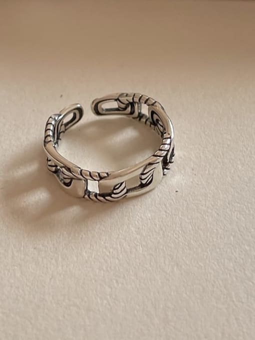 Chain ring j1595 3.5g 925 Sterling Silver Irregular Vintage Band Ring
