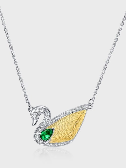 KDP1987 925 Sterling Silver Cubic Zirconia Swan Dainty Necklace