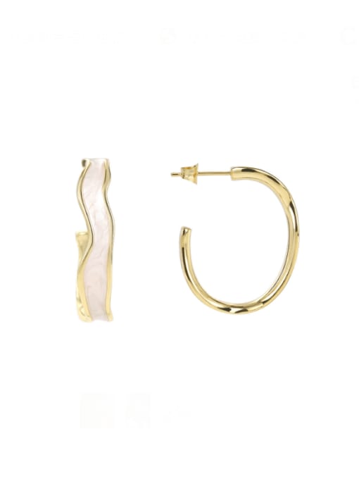 CHARME Brass Enamel Minimalist Hoop Earring 0