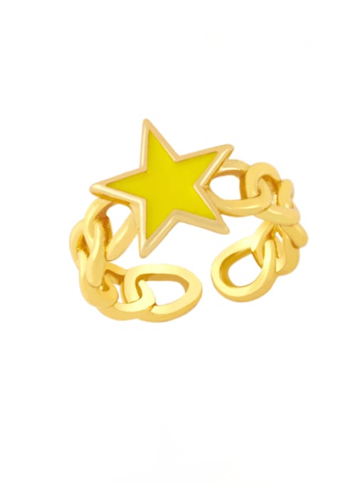 yellow Brass Enamel Star Vintage Band Ring