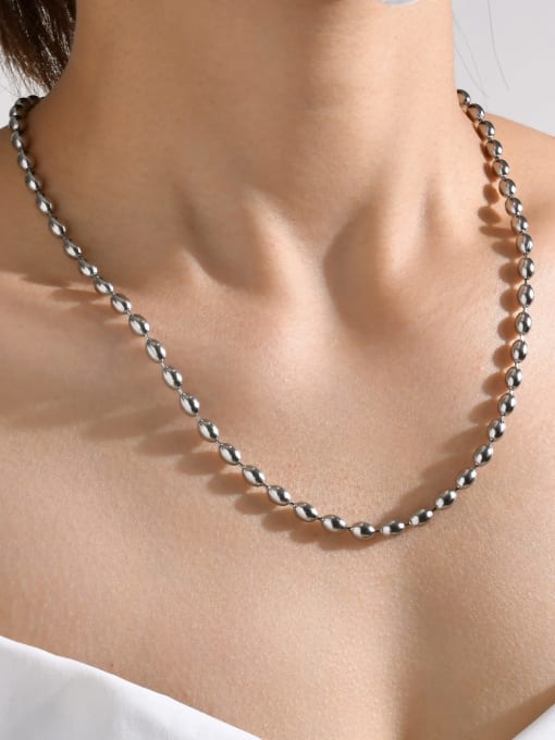 CONG Stainless steel  Minimalist Beaded Chain Necklace 2