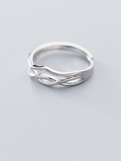 Rosh 925 Sterling Silver  Minimalist Lines Simple Weave Twist Free Size Ring 2