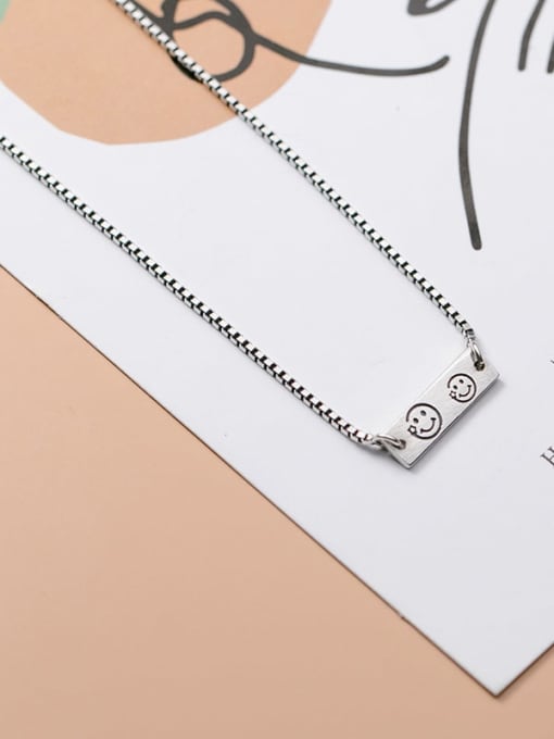 Rosh 925 Sterling Silver geometry Letter Minimalist Necklace 1