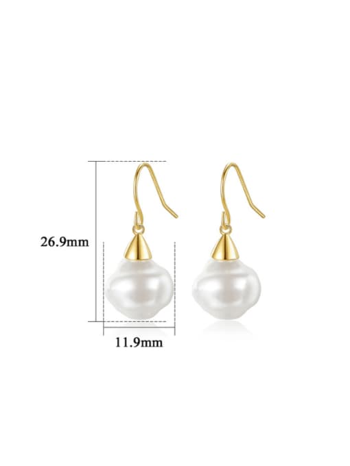 CCUI 925 Sterling Silver Freshwater Pearl Geometric Minimalist Hook Earring 2
