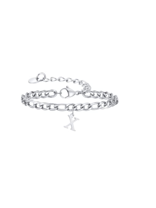 X Stainless steel Letter Hip Hop Link Bracelet