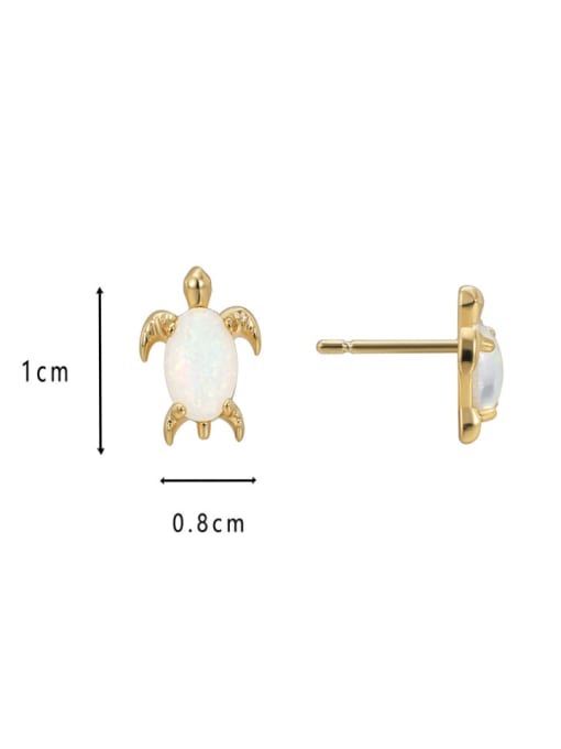 CHARME Brass Opal Turtle Cute Stud Earring 1
