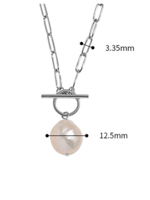 DAKA 925 Sterling Silver Imitation Pearl Geometric Vintage Necklace 2