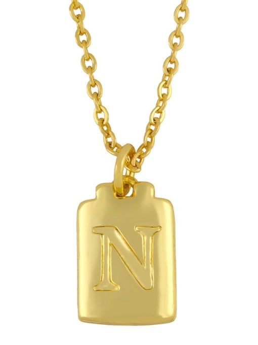 N Brass Geometric Letter Minimalist Necklace