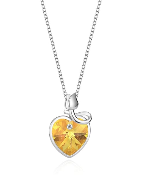 JYXZ 020 (golden) 925 Sterling Silver Austrian Crystal Heart Classic Necklace