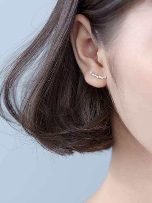 Rosh 925 Sterling Silver Cubic Zirconia Star Minimalist Stud Earring 1