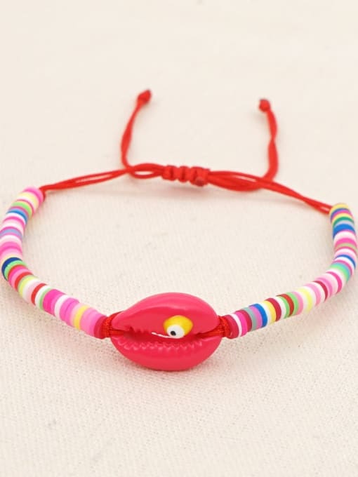 QT B200113A Stainless steel Multi Color Polymer Clay Irregular Bohemia Adjustable Bracelet