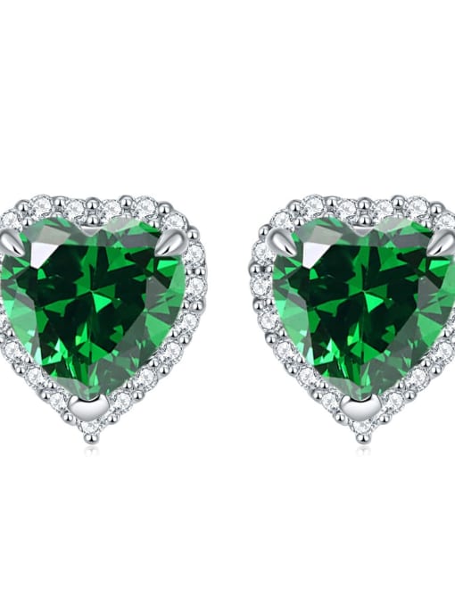 Emerald 925 Sterling Silver Birthstone Heart Dainty Stud Earring