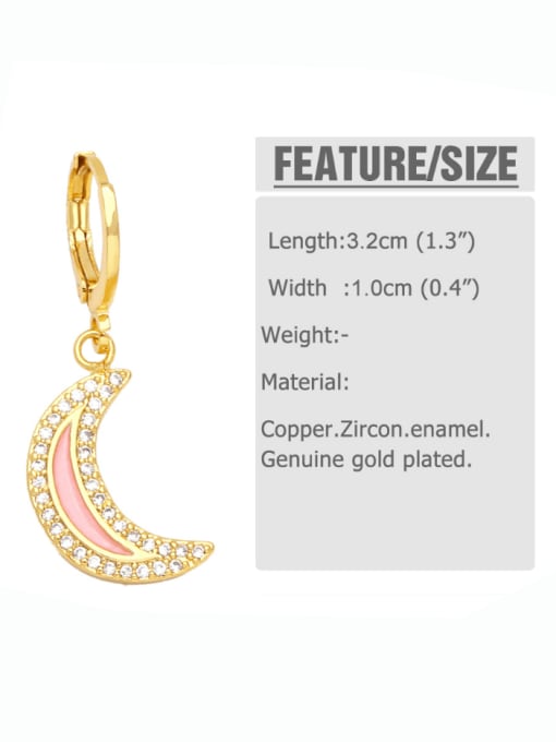 CC Brass Cubic Zirconia Enamel Moon Minimalist Huggie Earring 4