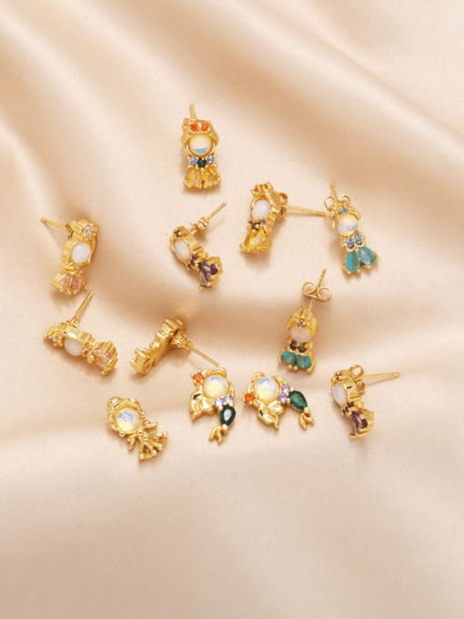 CC Brass Cubic Zirconia Mermaid Cute Stud Earring