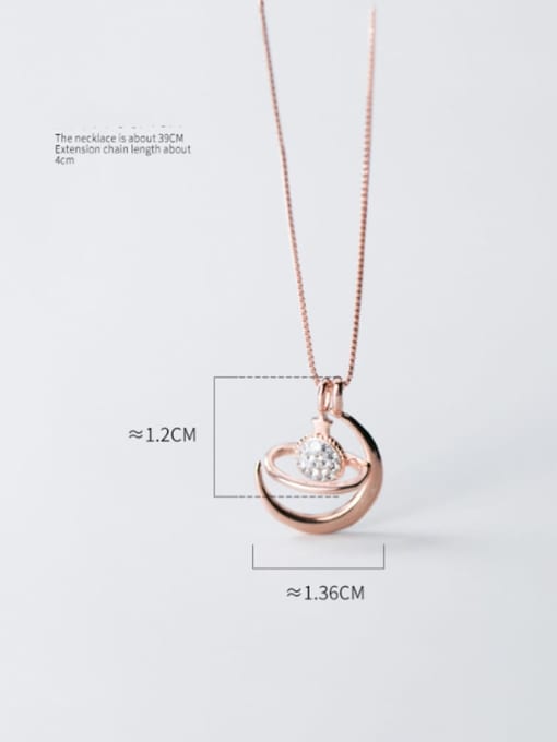Rosh 925 Sterling Silver Rhinestone Fashion Diamond Planet Necklace 3
