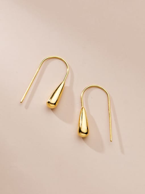 gold 925 Sterling Silver Water Drop Minimalist Hook Earring