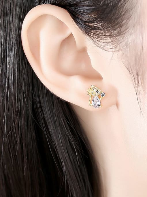 CCUI 925 Sterling Silver Cubic Zirconia Mouse Cute Stud Earring 1