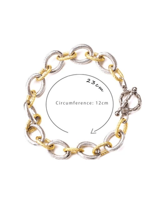 A TEEM Titanium Steel Geometric Chain Hip Hop Link Bracelet 0