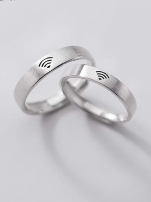 Rosh 925 Sterling Silver Irregular Minimalist WIFI Couple Ring