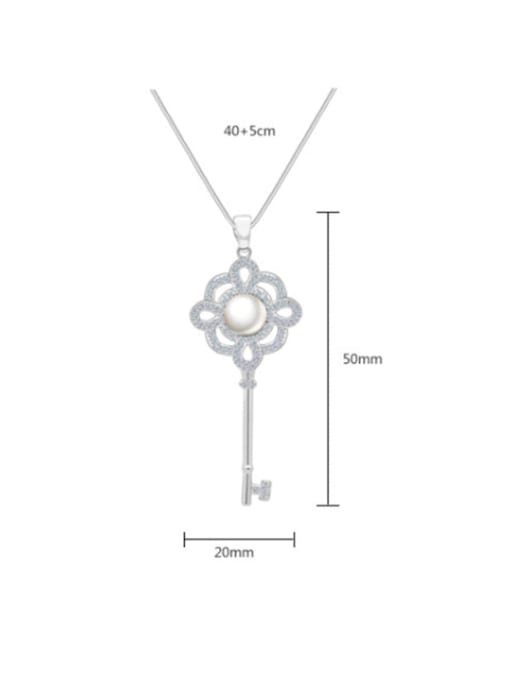 BLING SU Copper Cubic Zirconia Dainty  Key Pendant Necklace 2