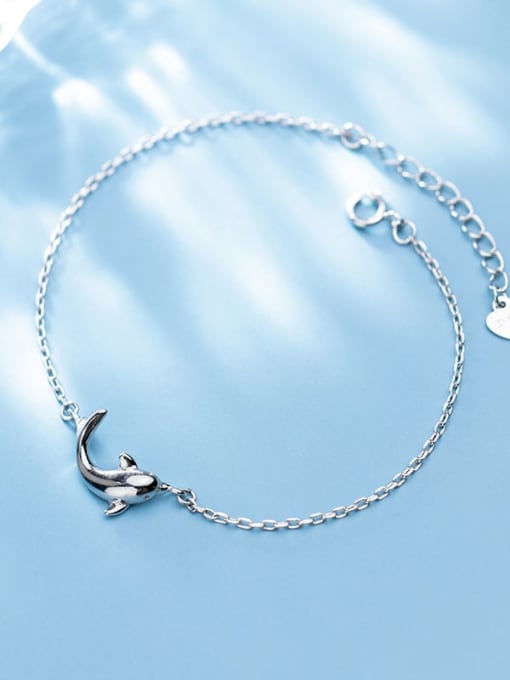 Rosh 925 Sterling Silver Dolphin Minimalist Link Bracelet 2