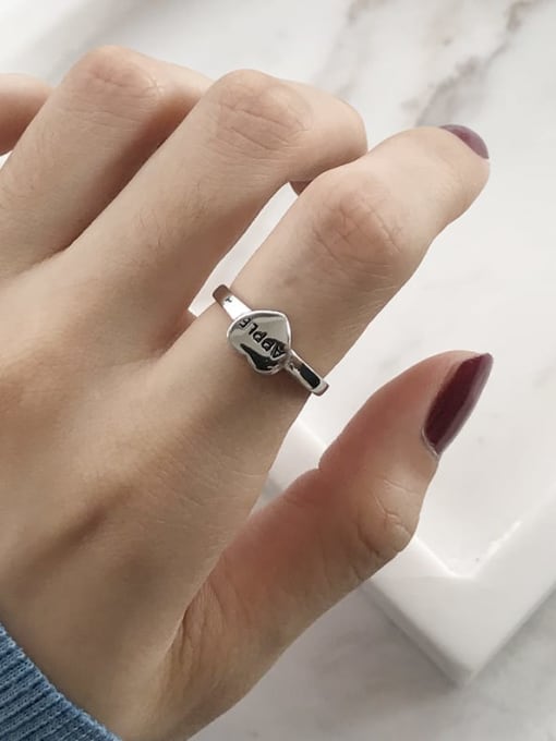 Boomer Cat 925 Sterling Silver Letter Minimalist Freee Size Midi Ring 2