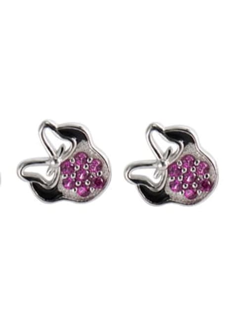 XBOX 925 Sterling Silver Rhinestone Mouse Vintage Stud Earring 0