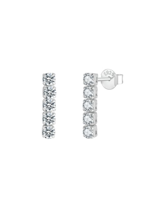 Platinum, weight 1.4g 925 Sterling Silver Cubic Zirconia Geometric Dainty Drop Earring