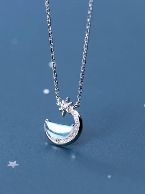 Rosh 925 Sterling Silver Moon Minimalist  pendant Necklace 3