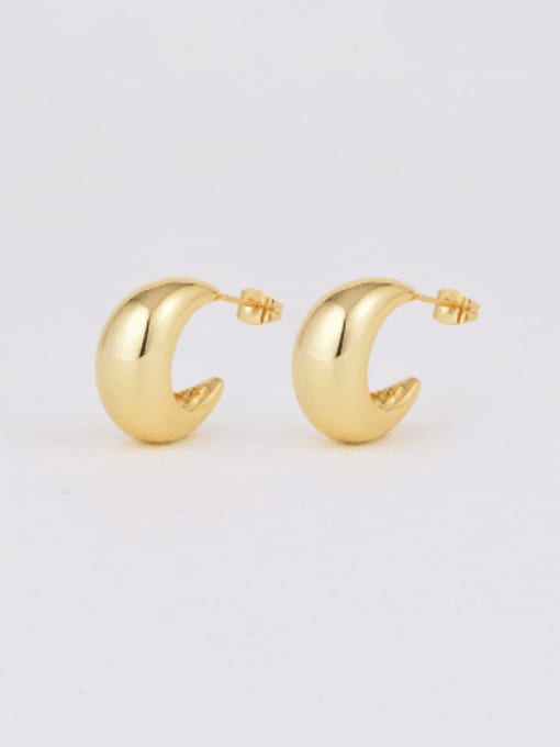 Golden Moon Earrings Brass Geometric Minimalist Stud Earring