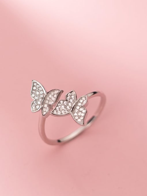 Rosh 925 Sterling Silver Cubic Zirconia Butterfly Dainty Band Ring 1