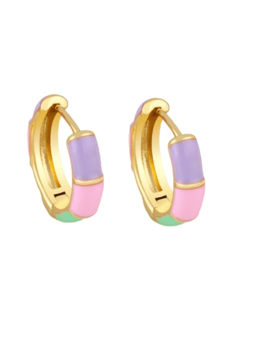 Mixed color Brass Enamel Geometric Minimalist Huggie Earring