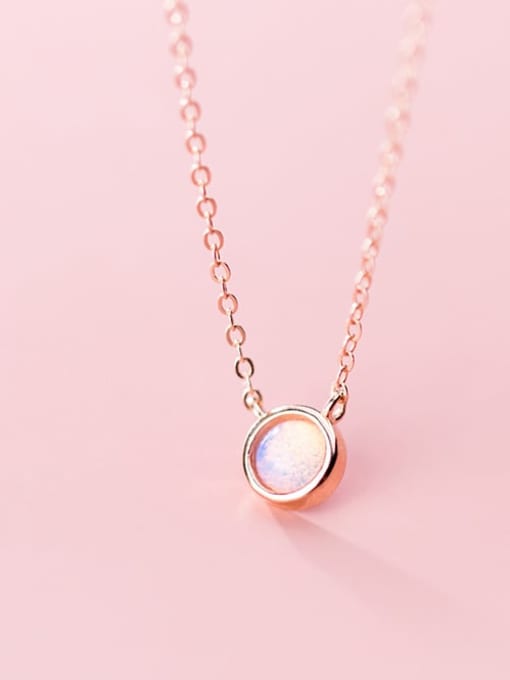 Rosh 925 Sterling Silver Opal Round Minimalist Necklace 1
