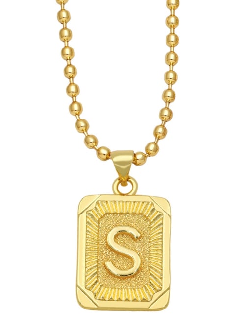 S Brass Letter Vintage Geometry Pendant Necklace