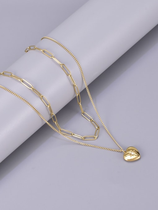 A TEEM Titanium Steel Heart Minimalist Double Layer Chain Necklace 0