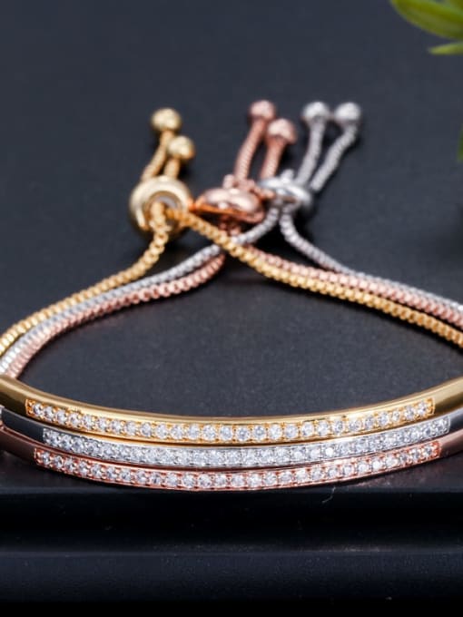 L.WIN Copper Cubic Zirconia Geometric Dainty Adjustable Bracelet 0
