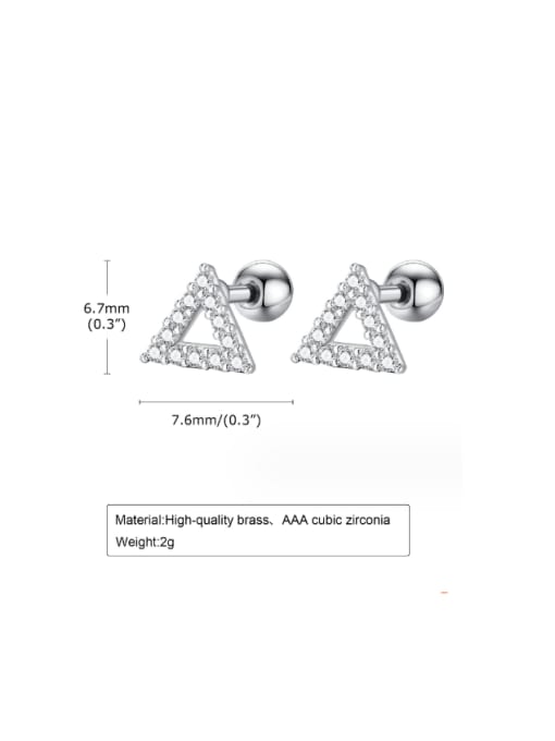steel（a pair) Stainless steel Cubic Zirconia Triangle Dainty Stud Earring