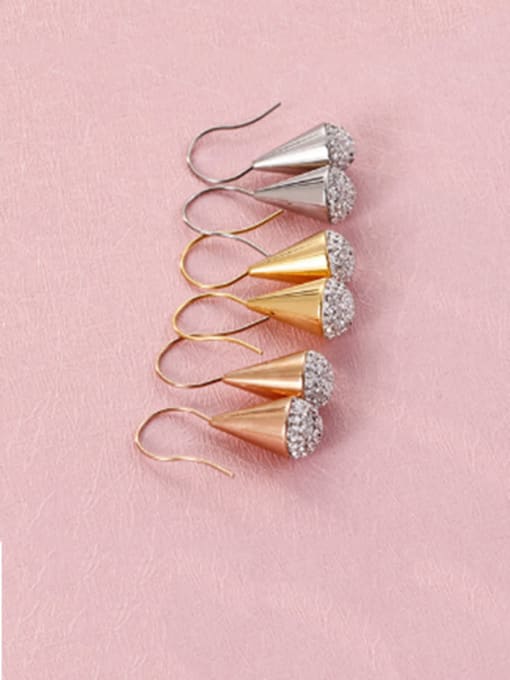 KAKALEN Stainless Steel Rhinestone White Triangle Minimalist Hook Earring 0