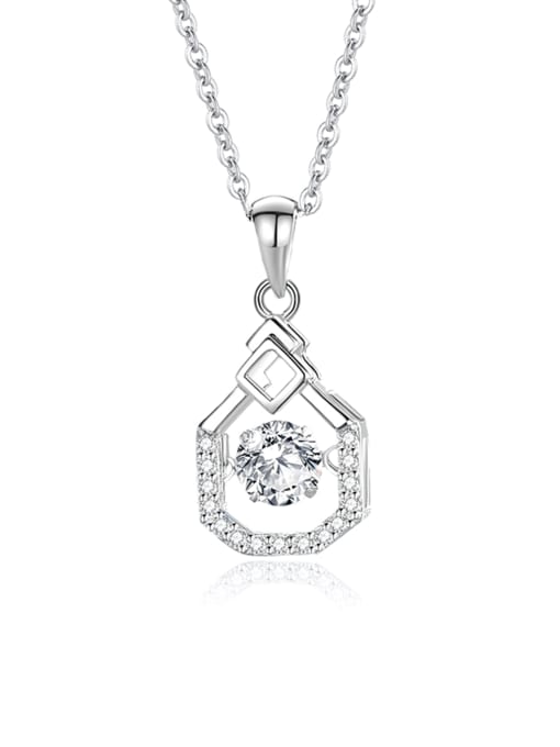 FDTD 018  Platinum+White Moissanite 925 Sterling Silver Moissanite Geometric Dainty Necklace