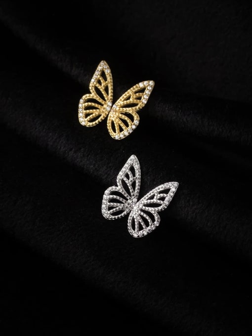 Rosh 925 Sterling Silver Cubic Zirconia Butterfly Minimalist Stud Earring
