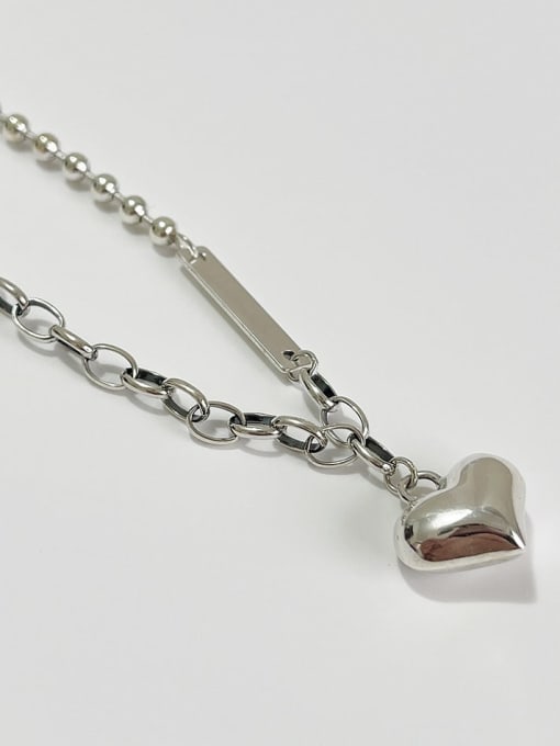 Boomer Cat 925 Sterling Silver Heart Minimalist Hollow Chain Necklace 1