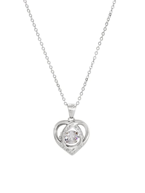 BeiFei Minimalism Silver 925 Sterling Silver Cubic Zirconia Heart Dainty Necklace 0